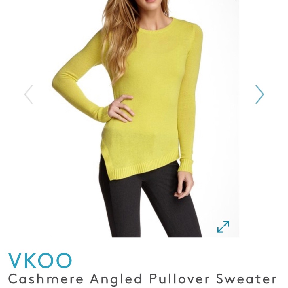 Vkoo Yellow Citron Cashmere angled sweater small